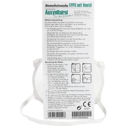 Verpackung einer FFP3-Maske mit Ventil und Anleitung zur Benutzung.