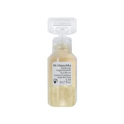 Eine kleine, durchsichtige Flasche mit kühlender Augenpflege-Lösung von Dr. Hauschka.