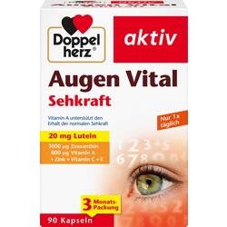 Verpackung von Augen-Vital-Kapseln zur Unterstützung der Sehkraft, mit einem Auge abgebildet.