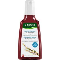 Eine braune Flasche Rausch Shampoo gegen Schuppen mit Weidenrinde.