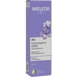 Lila Verpackung einer Weleda Iris Feuchtigkeitscreme für normale bis Mischhaut.